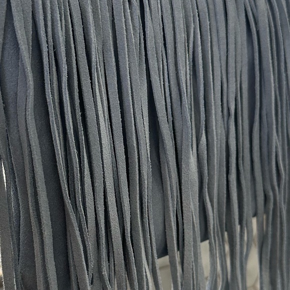 EUC🩶Margot Genuine Suede Leather Fringe Crossbody Bag Blue/Gray - Picture 13 of 13